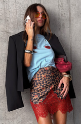 Maeva Skirt in Cherry Leopard