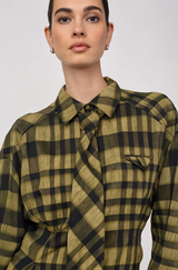 Kyel Check Tie Pleat Shirt