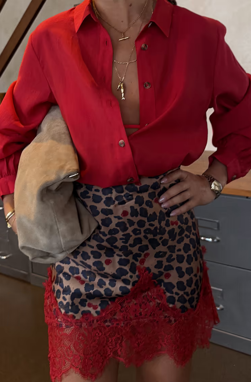 Maeva Skirt in Cherry Leopard