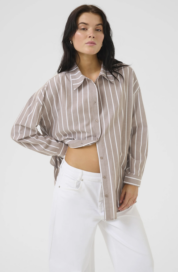 Kiona Striped Shirt Brown