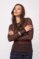 Barna O-Neck Blouse Brown