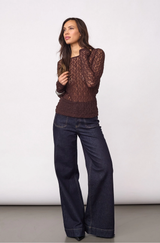 Barna O-Neck Blouse Brown