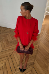 Flow Feather Knit Red