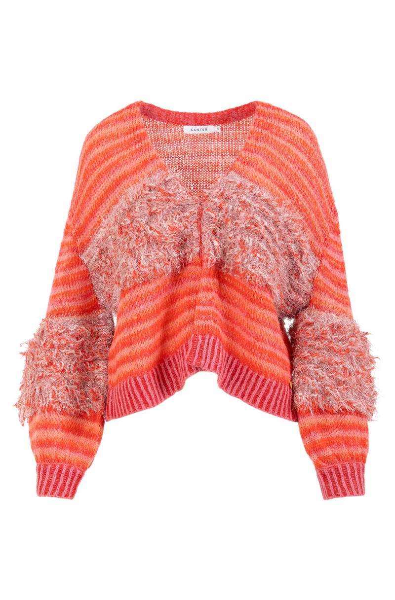 Multi knit cardigan with loops