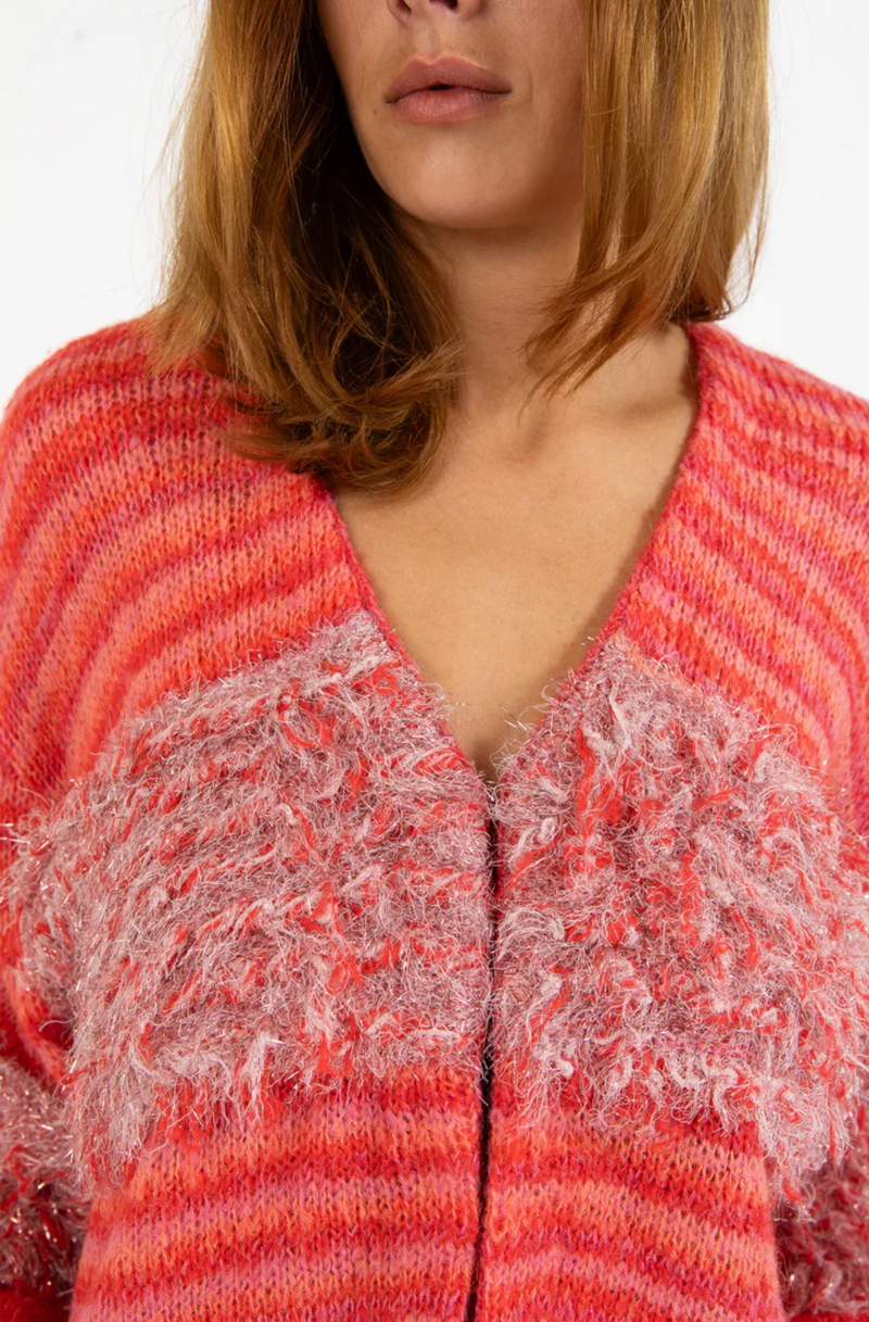 Multi knit cardigan with loops