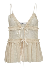 Lace Tie Top Creme