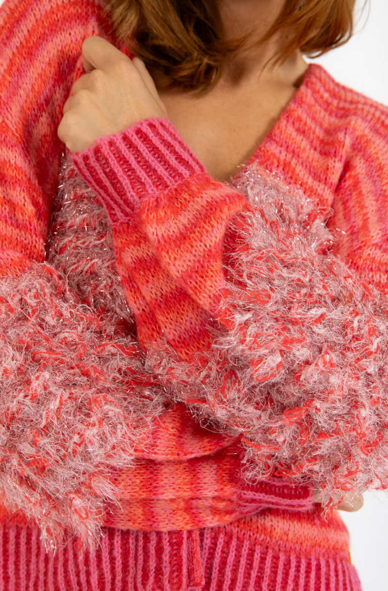 Multi knit cardigan with loops