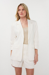 Indie Linen Strip Blazer