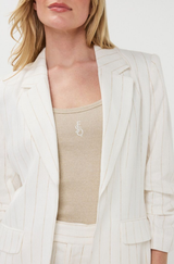 Indie Linen Strip Blazer
