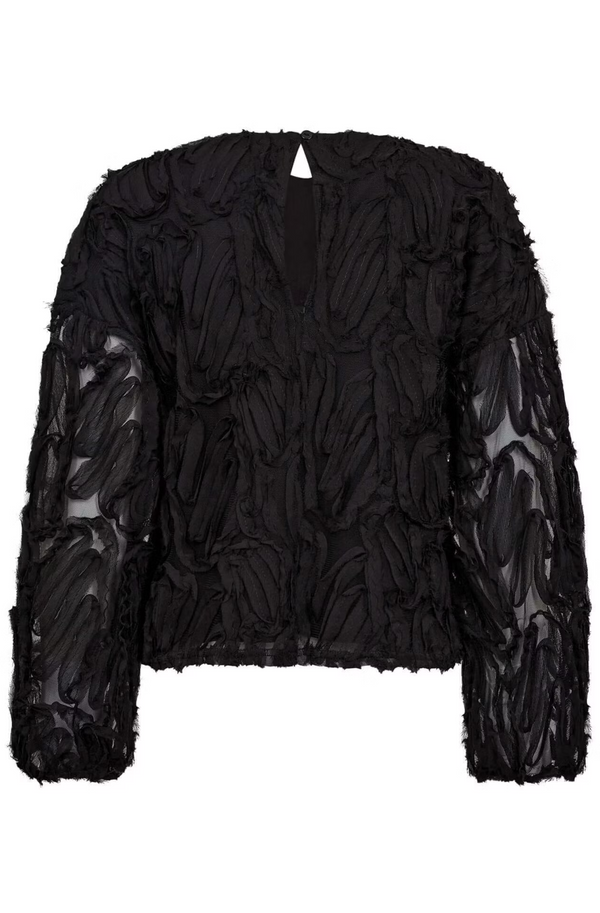 Shania Fluffy Blouse Black