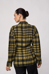 Kyel Check Tie Pleat Shirt