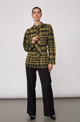 Kyel Check Tie Pleat Shirt