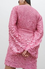 Provence Wrap Sequin Dress Pink