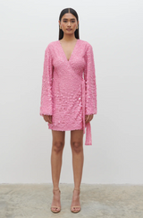 Provence Wrap Sequin Dress Pink