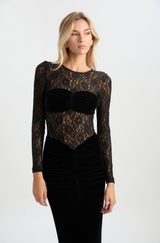 Helenie Velour Lace Maxi