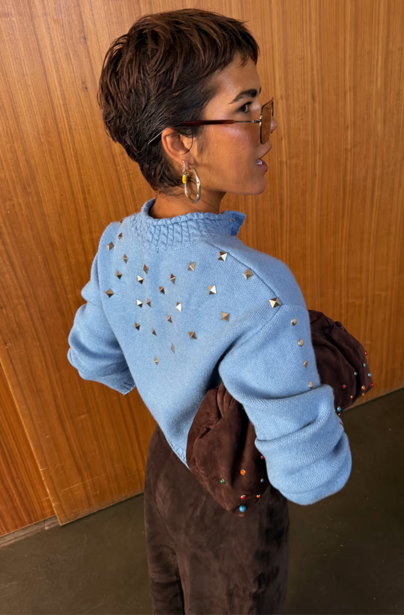 Ice Blue Studded Cardigan