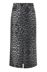 Leopard Slit Skirt Grey