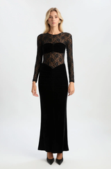 Helenie Velour Lace Maxi