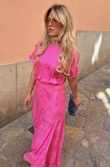 Pink Jaquard Erin Dress