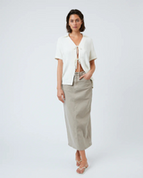 Siara Denim Skirt Beige