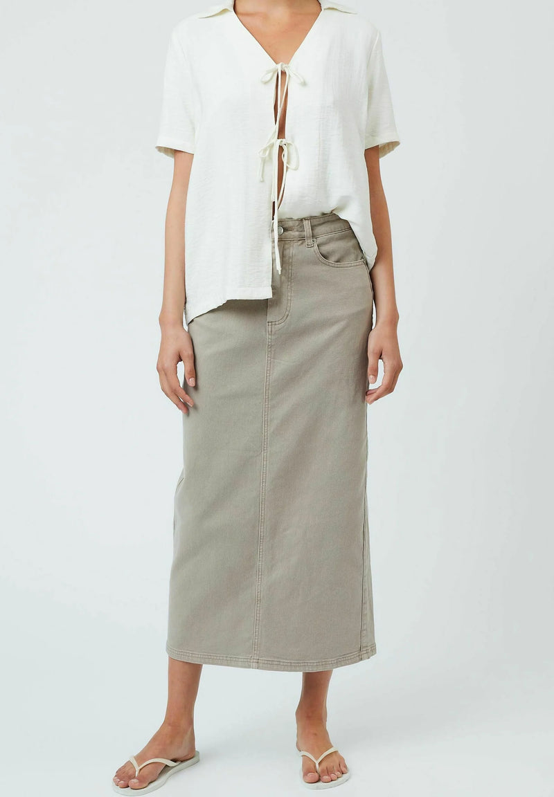 Siara Denim Skirt Beige