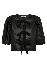 Leather Bow Blouse