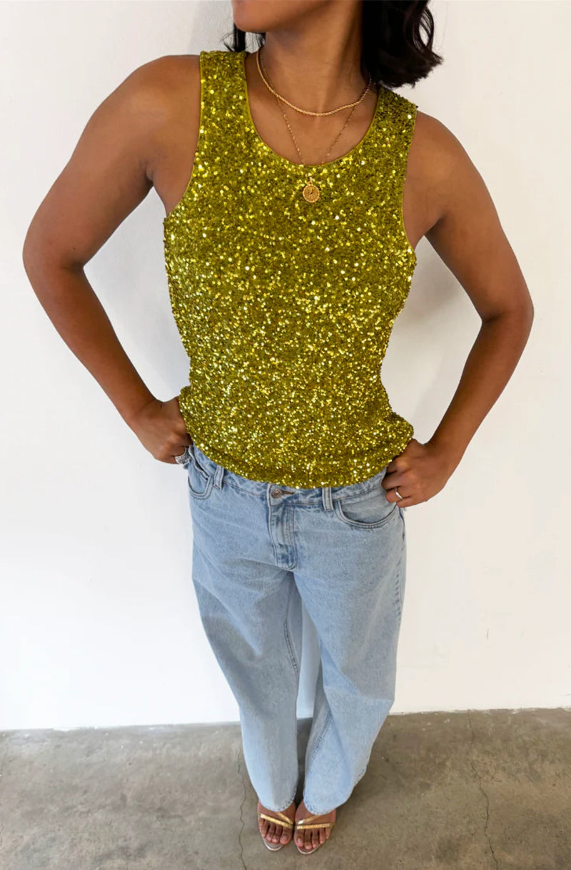 Lime Sequin Tank