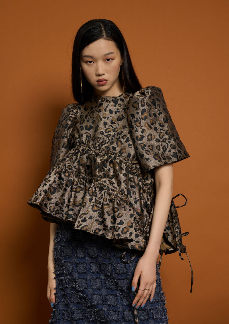 Mabel Leopard Jacquard Top