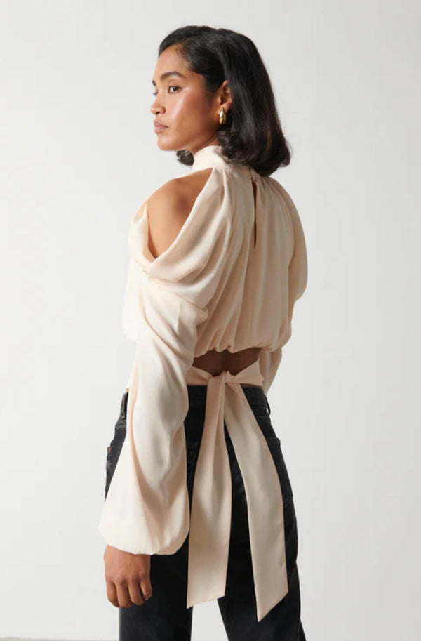 selena cold shoulder top pearl ivory