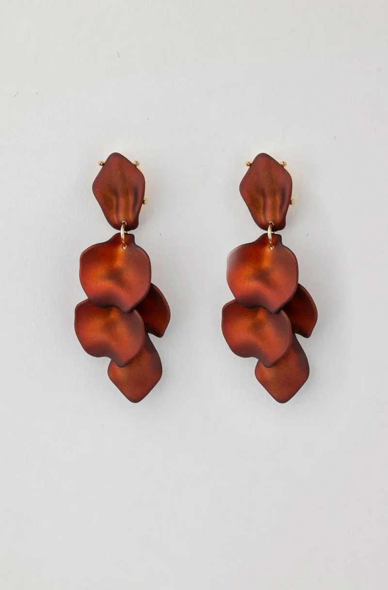 leaf earring metallic brown