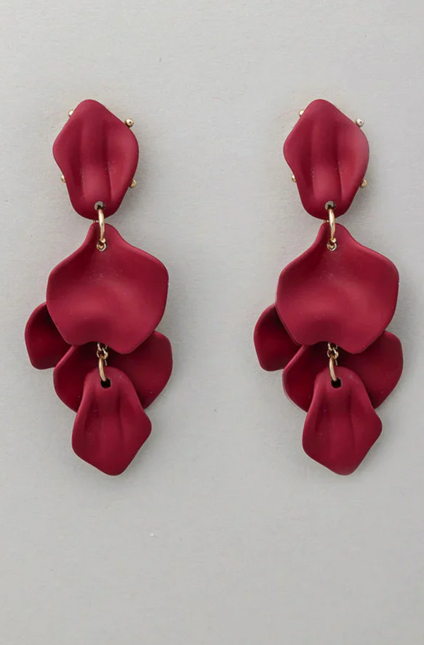 leaf earrings mat burgundy