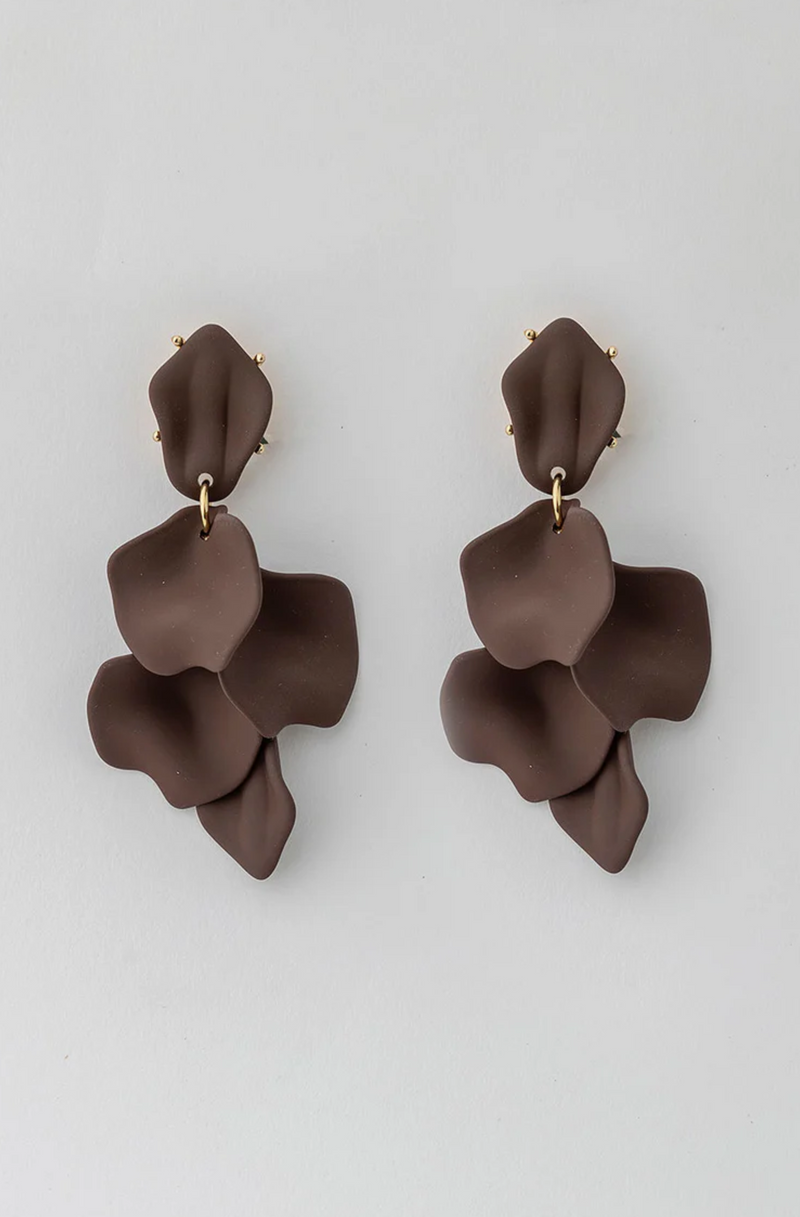 leaf earrings dark brown