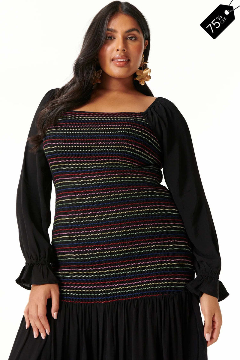 Louise Shirred Midi Dress