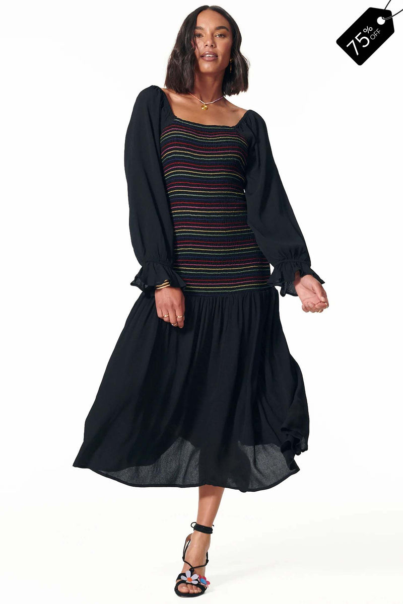 Louise Shirred Midi Dress
