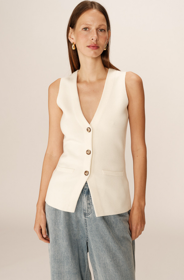 Panama Knit Waistcoat Creme