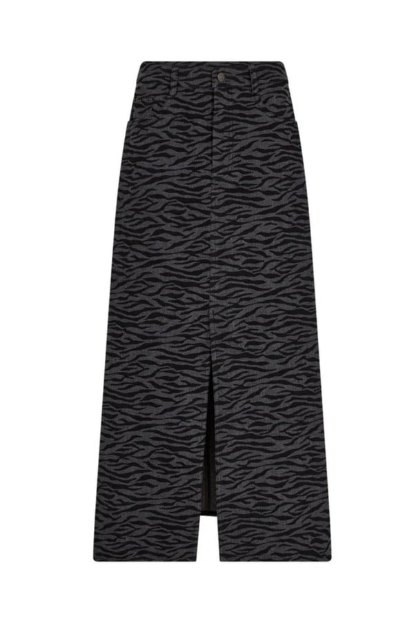 Zebra Slit Denim Skirt