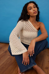 Patterned Knitted One Shoulder Top